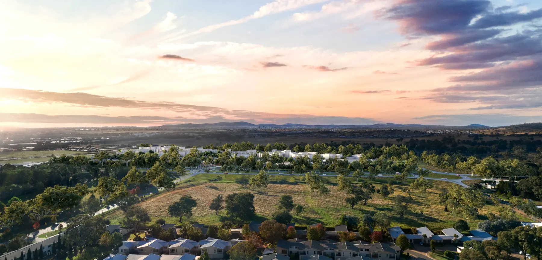 Conceptual aerial illustration of Arnold Grove